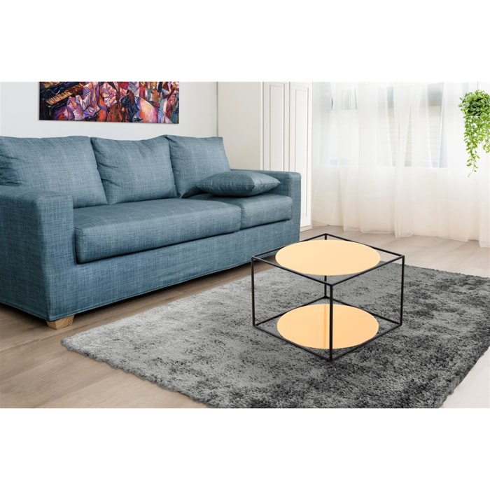 Tavolino Cody 110 in metallo nero e vetro arancio