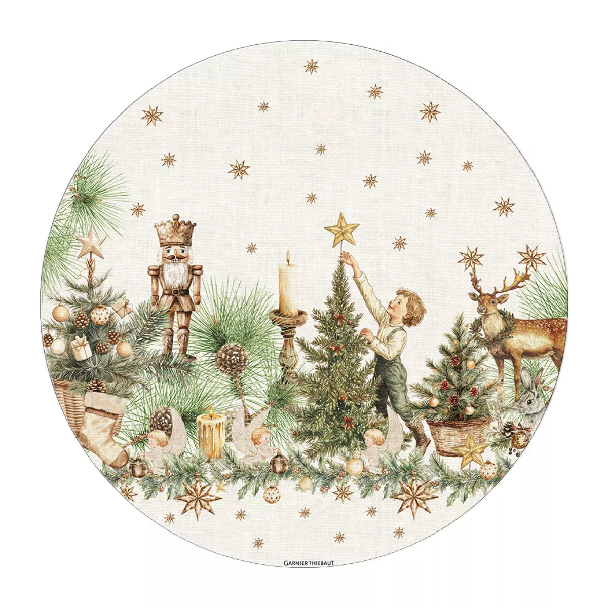 Set vinyle 860 g/m² imprimé jaune vert Noel vintage dore