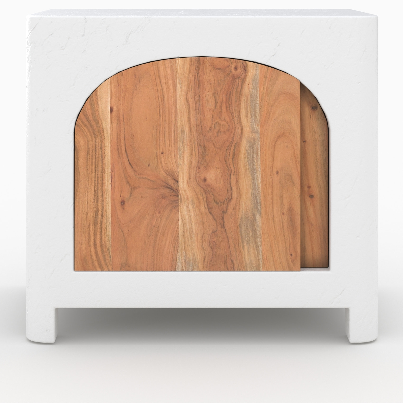 Table de chevet en béton blanc cassé et bois d'acacia - Fira