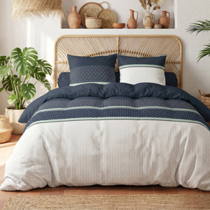 Parure housse de couette 240x220 cm imprimée graphique + 2 taies 100% Coton - ANDY