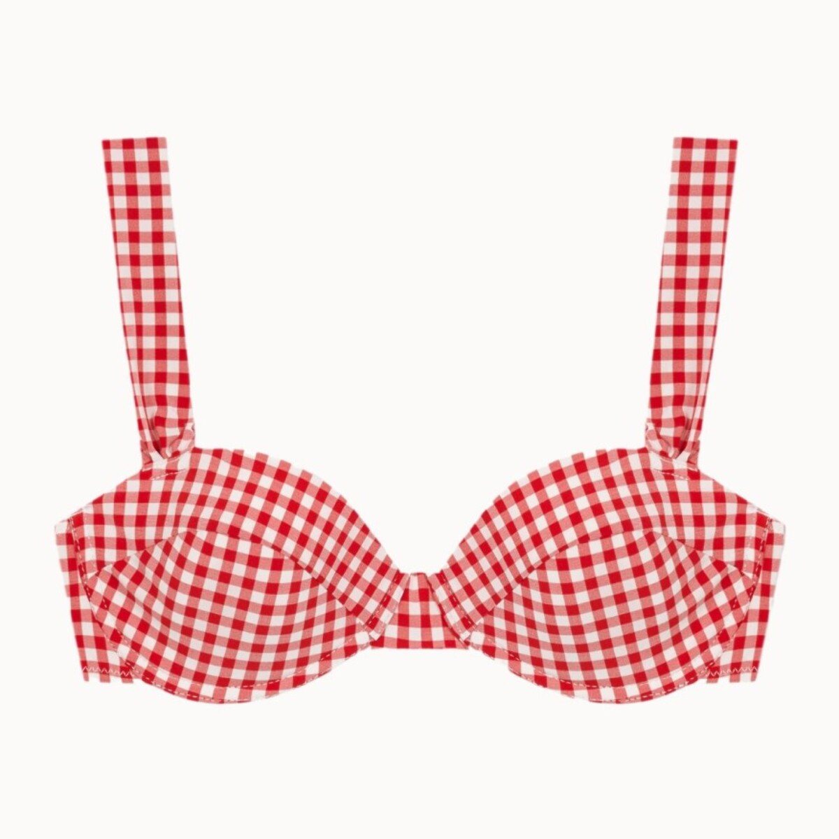 Top de bikini balconet con foam y estampado vichy