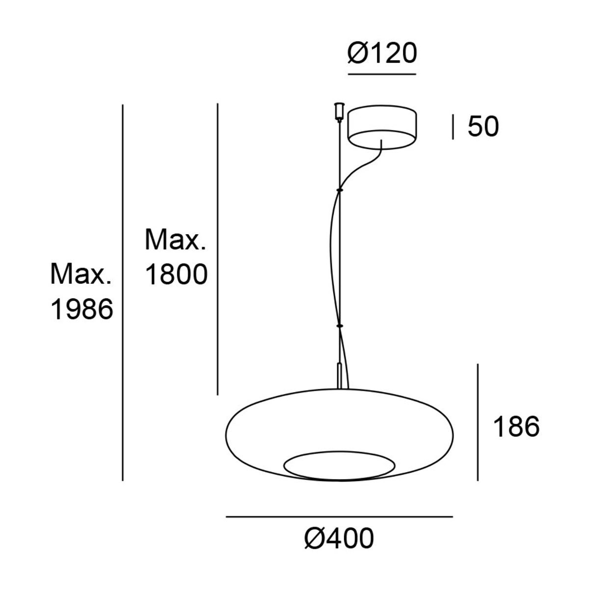 LEDS C4 Plat - Lámpara Colgante de Techo LED 13W Regulable 2700K/3000K/4000K Ámbar