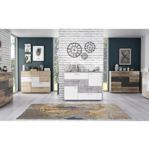 Commode 2 portes 4 tiroirs en bois - 5 coloris - SKY