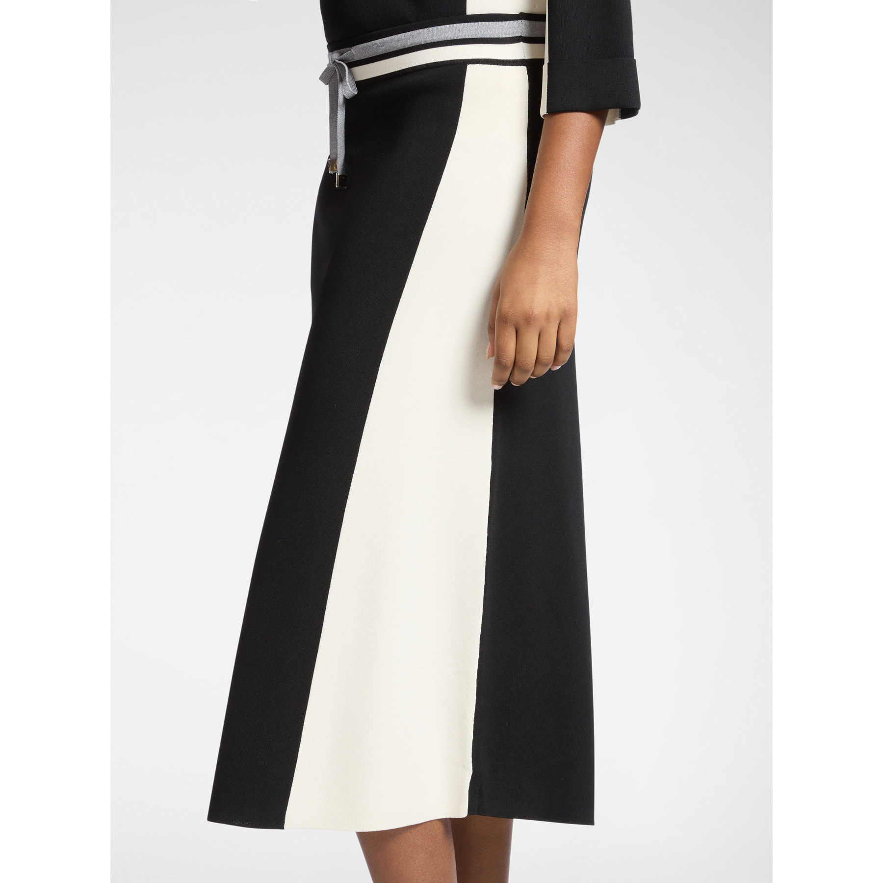 Elena Mirò - Falda tubo color block en viscosa - Negro