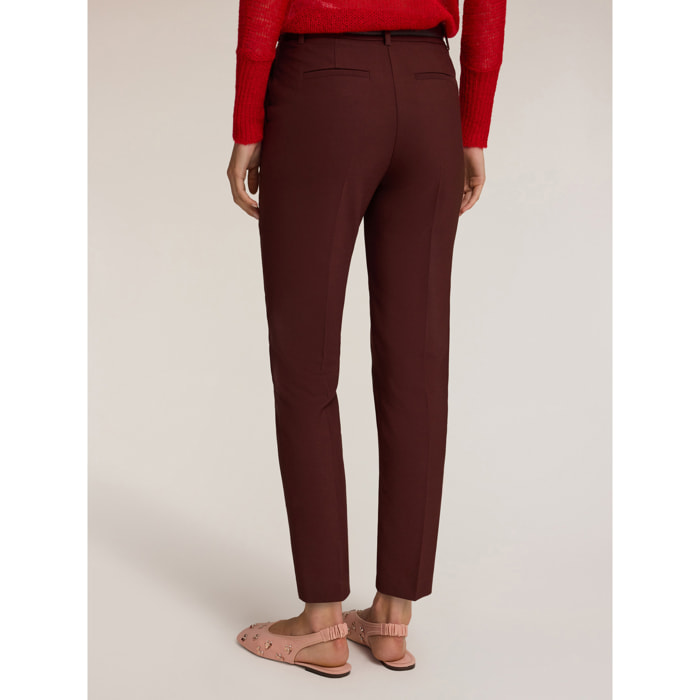 Motivi - Pantalones regulares con pliegue planchado - Marrón