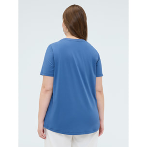 Fiorella Rubino - T-shirt in cotone con cuori e strass - Blu