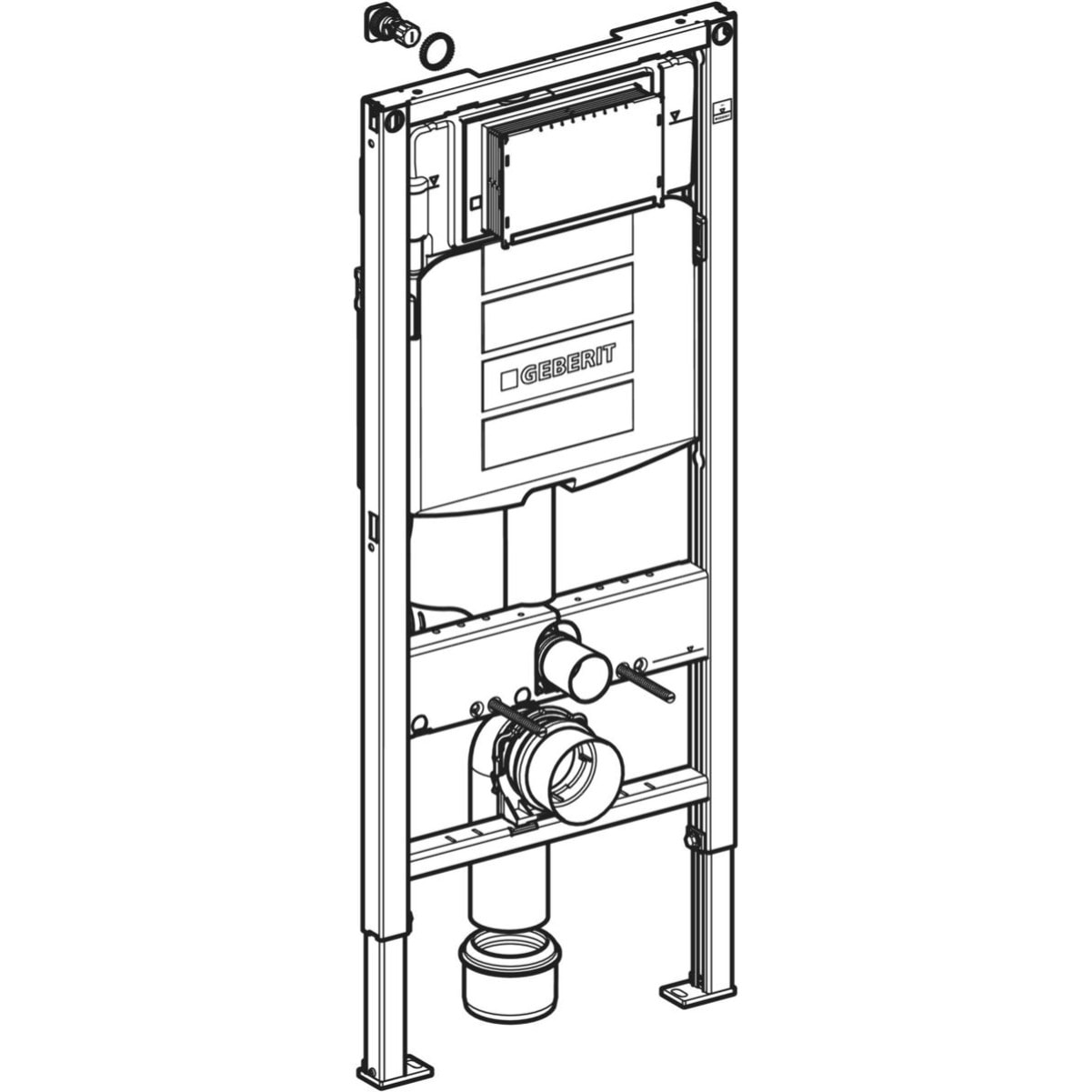 Pack Bati-support Geberit UP320 + WC sans bride Livea Bello + Abattant softclose + Plaque blanc chrome (GebBello-C)