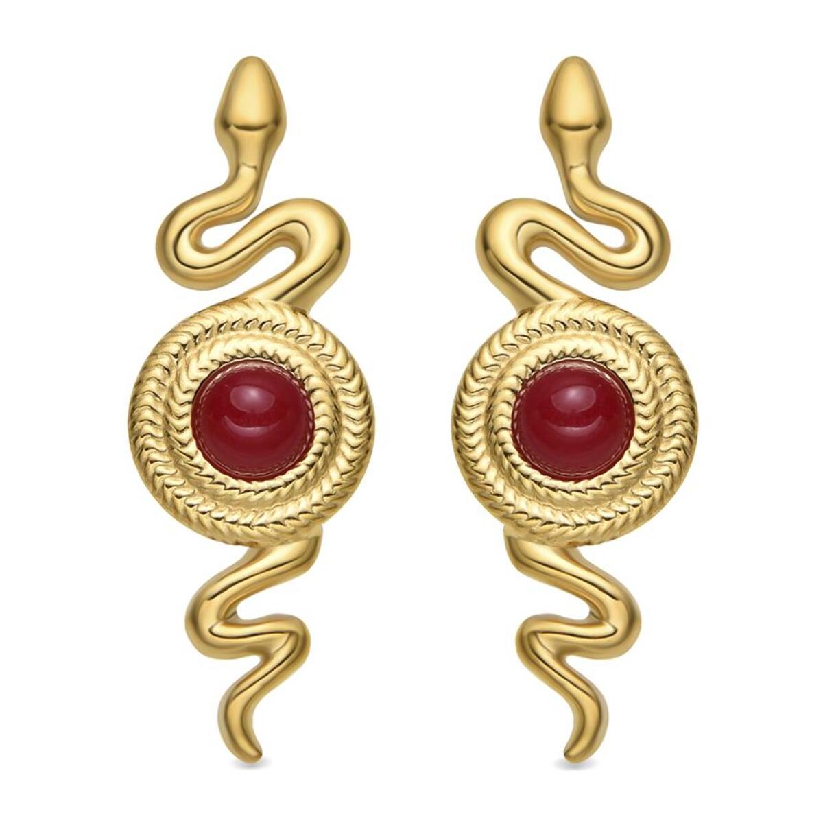 Pendientes con Cristal Rojo acabado oro 18k