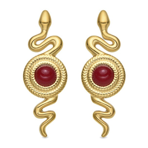 Pendientes con Cristal Rojo acabado oro 18k