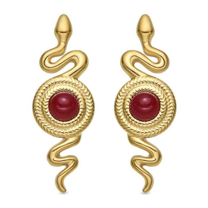 Pendientes con Cristal Rojo acabado oro 18k