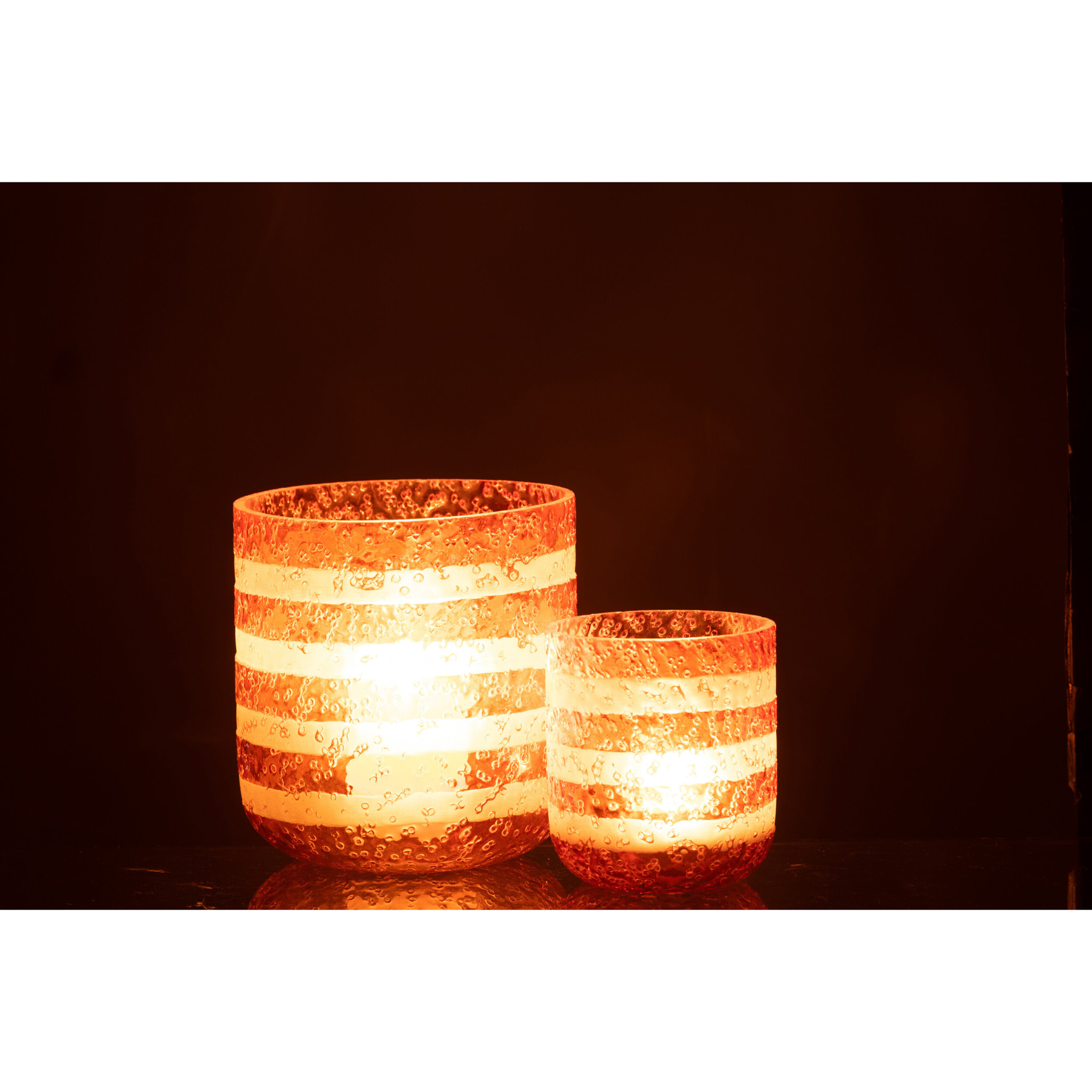 J-Line photophore Lignes - verre - orange/blanc - large