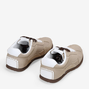 Zapatillas deportivas beige con cordones