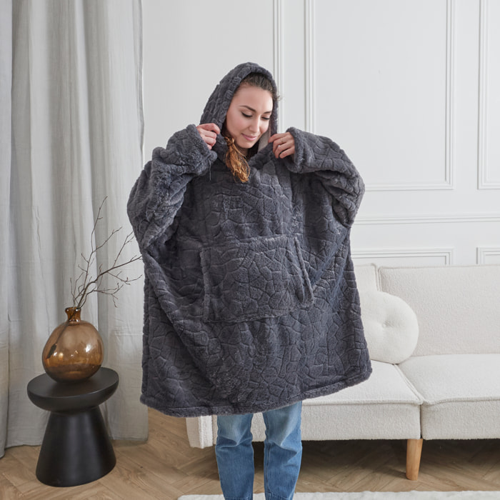 Sweat Plaid - HOME DECO FACTORY - Fausse Fourrure - Gris