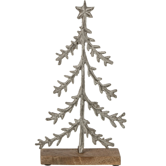 J-Line Sapin de Noël sur base étoile - aluminium - blanc cassé/naturel - small
