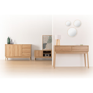 Meuble TV 2 placards effet chêne naturel "Abana"