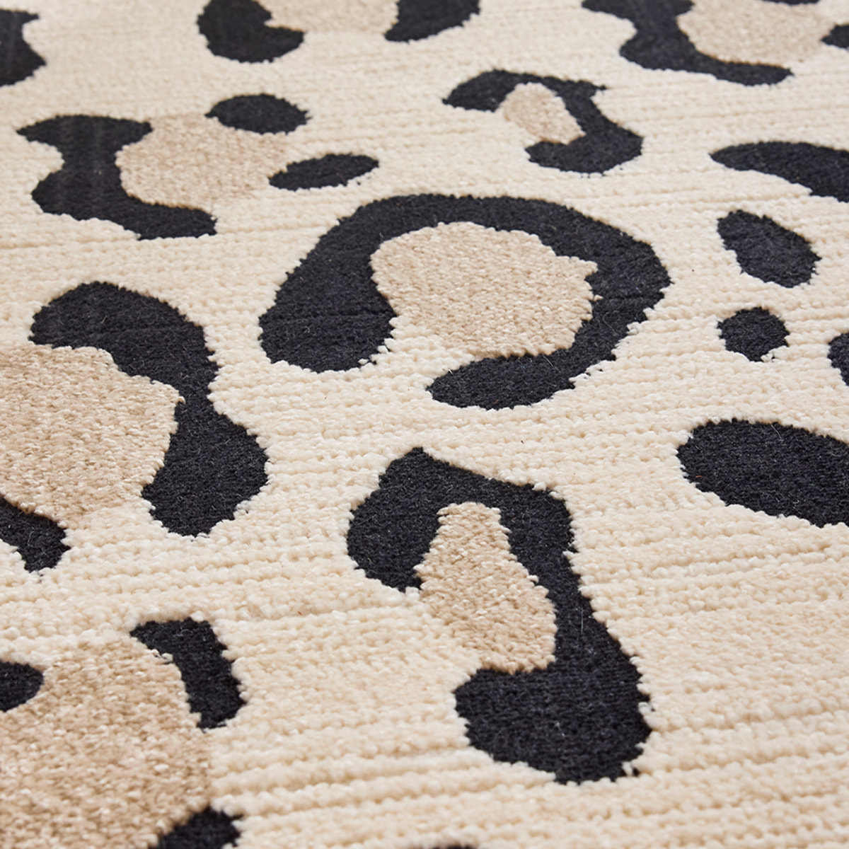 LEOVAH - Tapis salon motif léopard crème