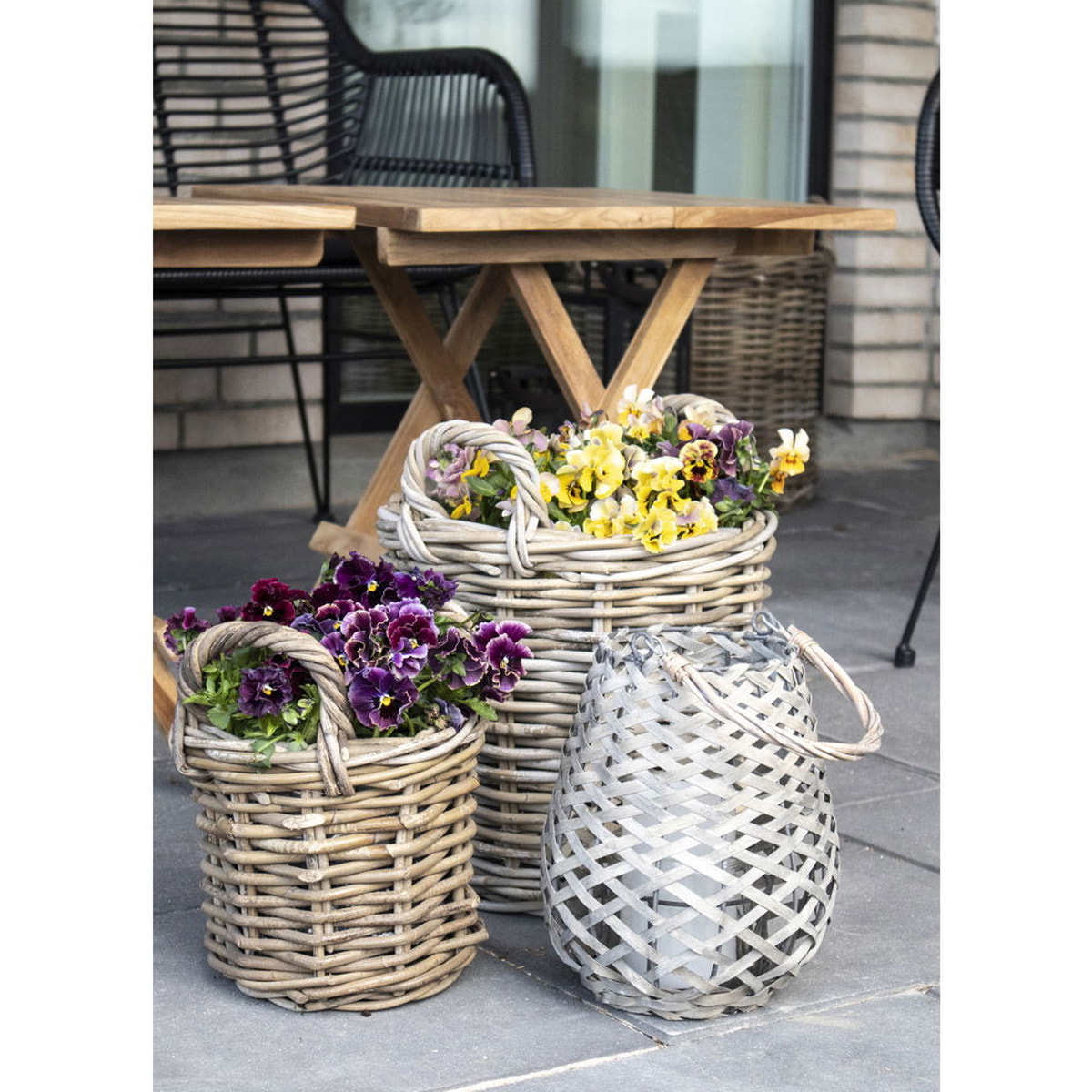 Set di 4 cesti Caor in rattan kubu naturale - misure assortite