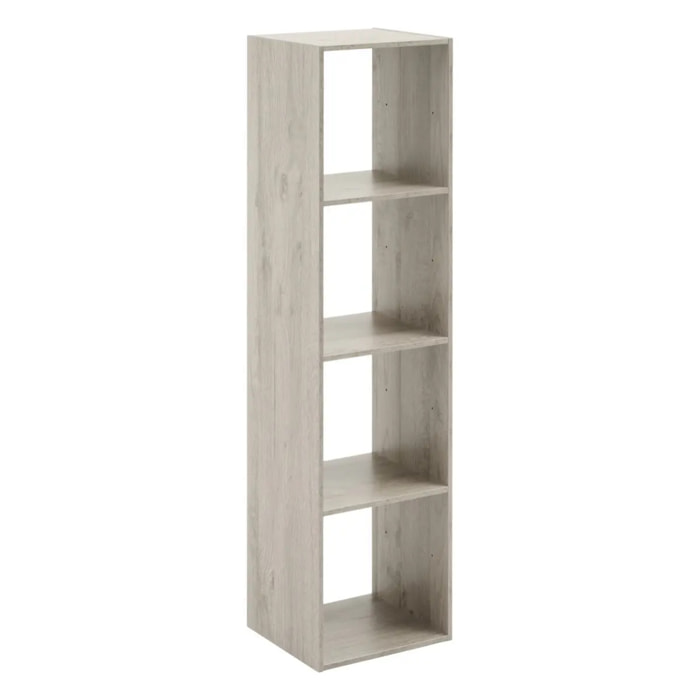 Étagère colonne 4 cases "Mix N' Modul" effet chêne gris