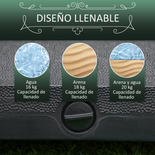 Base de Sombrilla con 4 Ruedas Bloqueables Soporte de Parasol Rellenable de Arena 18 kg o Agua 16 kg para Jardín Patio Terraza 45x45x39 cm Negro