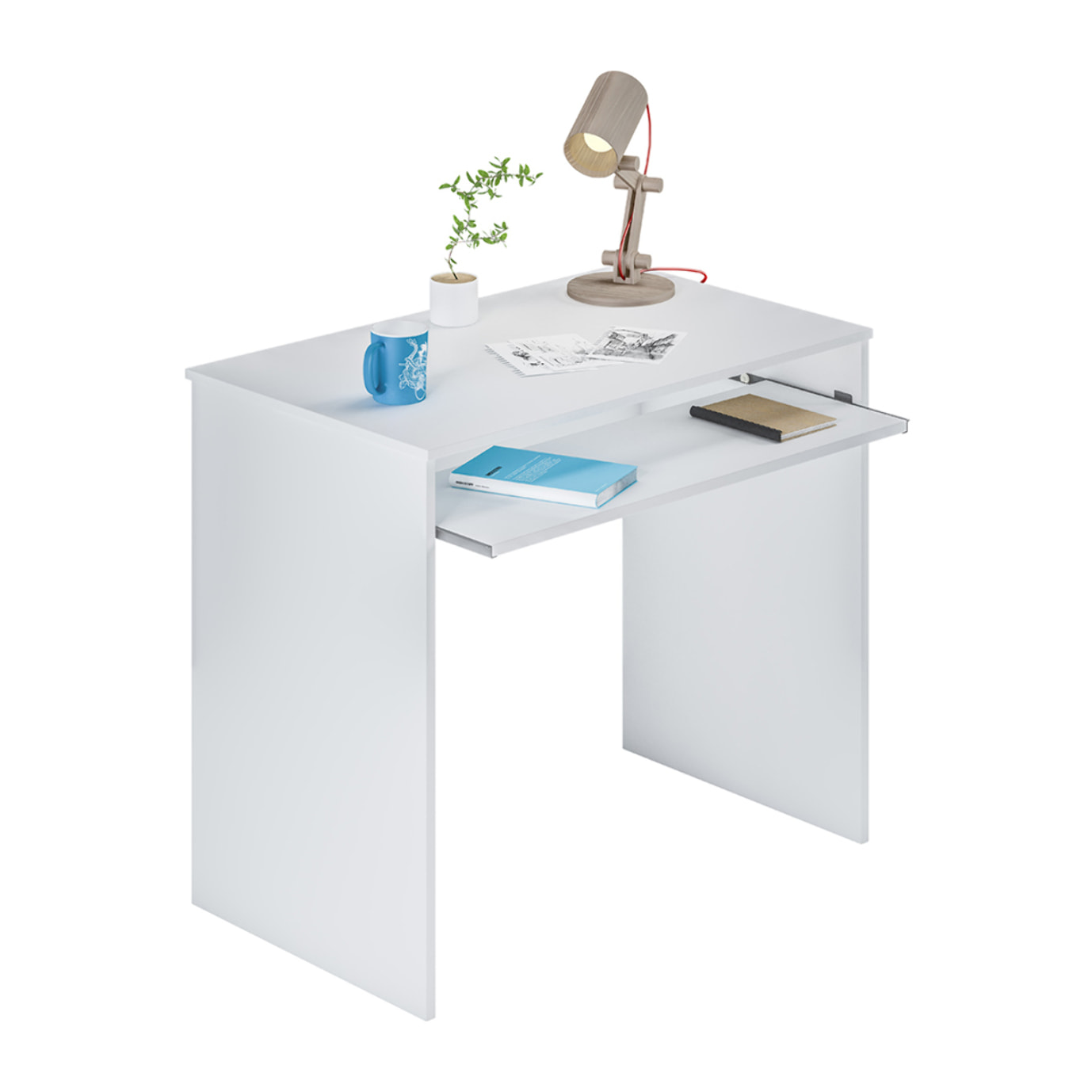 Mesa Escritorio Con Bandeja 79x90x54 Cm Blanco Artik