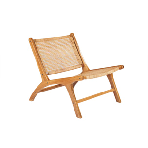 Fauteuil ethnique en bois teck massif et cannage en rotin naturel HAMMA