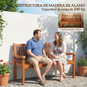Banco de Jardín de Madera, Banco de Exterior de 2 Plazas con Funda Impermeable, Respaldo Ergonómico, Reposabrazos, Carga 240 kg, para Patio, Terraza, 125x62x90 cm, Marrón Claro