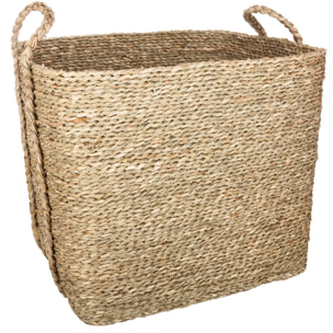 Set de 3 paniers à anses rectangulaires roseau tressé H25/31/41cm