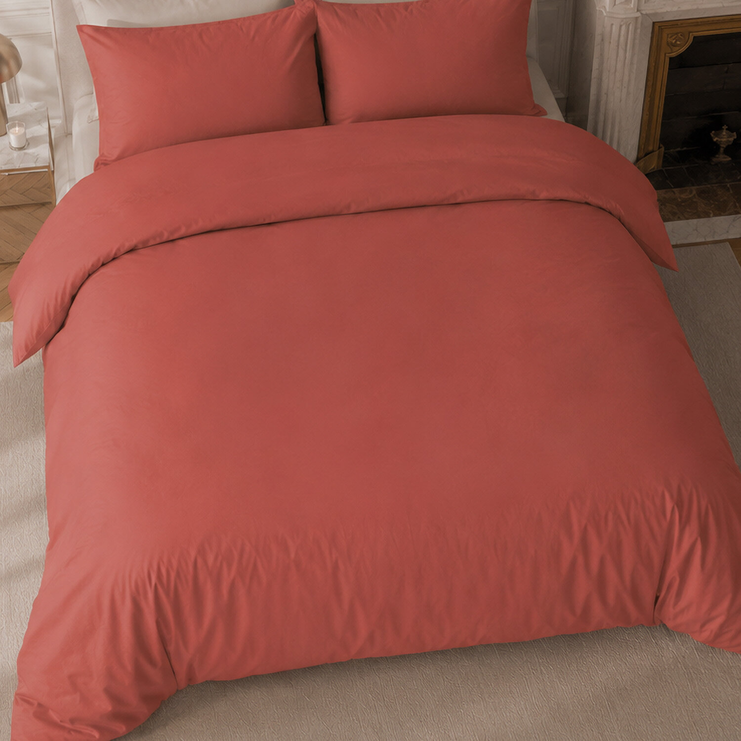 Drap housse 100% percale de coton argile- Finesse