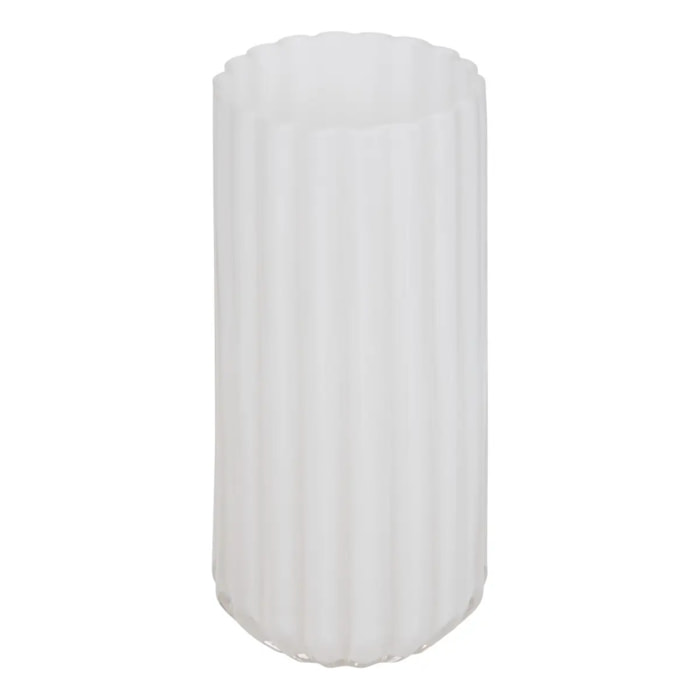 Vase Fleur de rose Strié 12x12x28cm Blanc