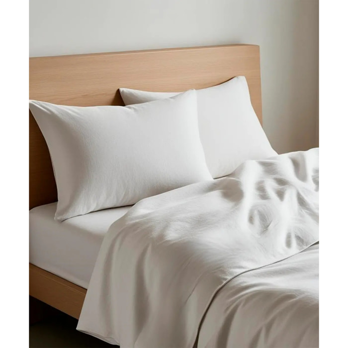 Parure CopriPiumino e Federe PERCALLE BIANCO tinta unita per letto matrimoniale 100% Percalle di Cotone e Made in Italy