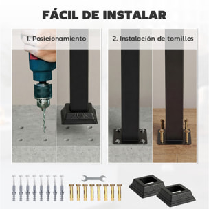Barandilla de Escalera, 131 cm, Pasamanos para Escalera con Kit de Instalación, ÃƒÂngulo Ajustable para 1-4 Escalones, para Porches, Madera y Concreto, para Exterior, Terraza, Patio, Negro