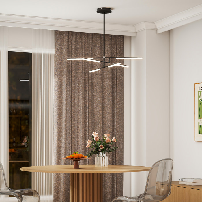 Lámpara Colgante Moderna, Lámpara de Techo LED con Ángulo de Luz Ajustable, Pantalla de Acrílico, Iluminación para Dormitorio, Comedor, Cocina, Salón, Restaurante, Negro