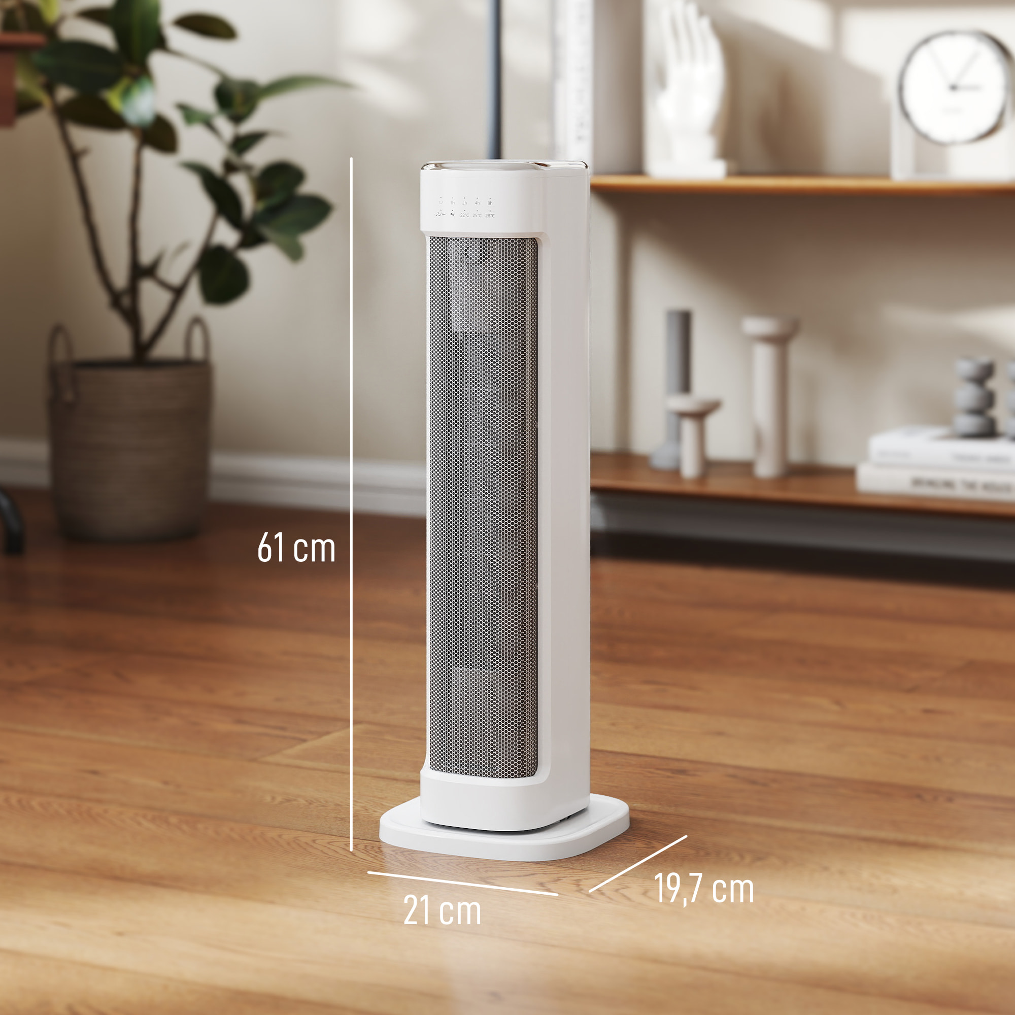 Chauffage d'appoint céramique PTC - radiateur électrique soufflant oscillant 1200-2000W timer télécommande - blanc