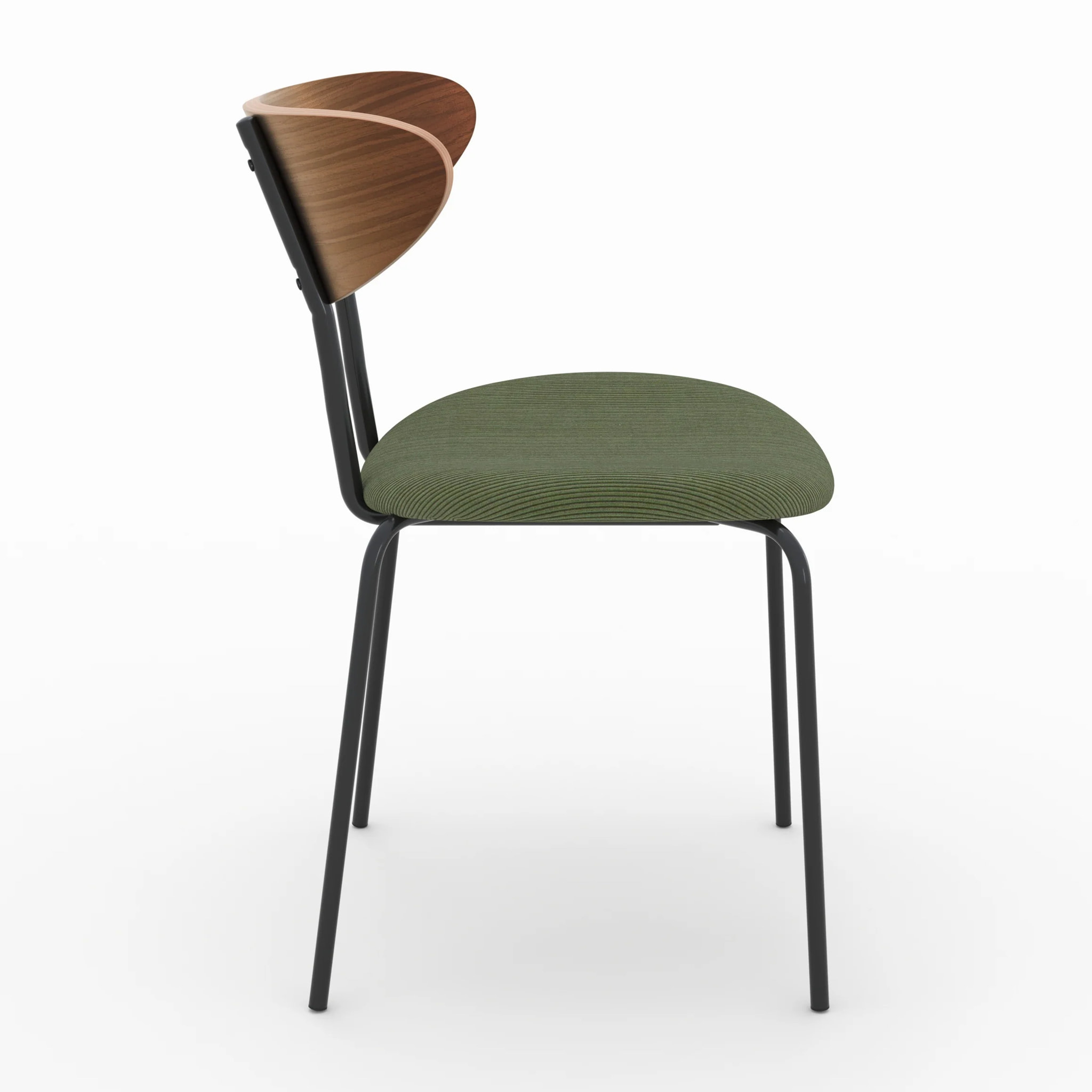 Lot de 2 chaises en velours côtelé vert kaki et dossier en noyer - Jade