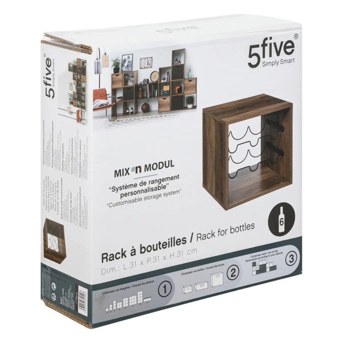 Rangement 6 bouteilles indus "Mix N' Modul" effet bois foncé