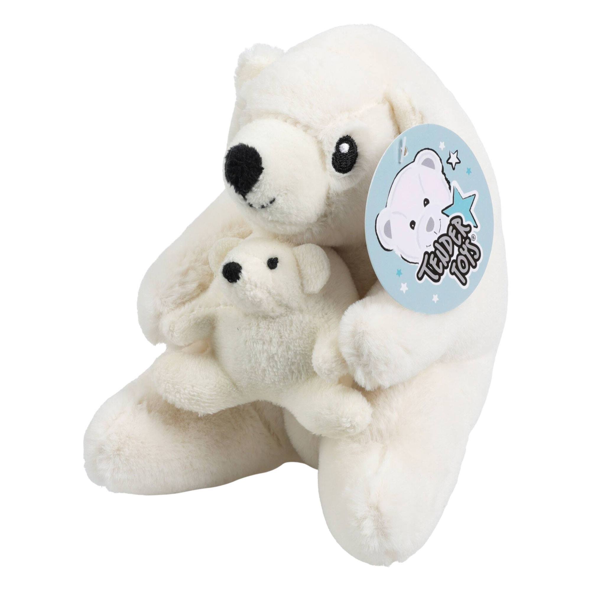 Well home - adorable peluche diseño oso polar con niño de 16cm color blanco.