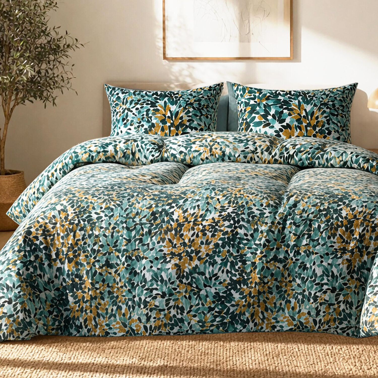 Parure De Couette 3pcs avec Taies oreiller 100% Coton 57 Fils/cm2-telma