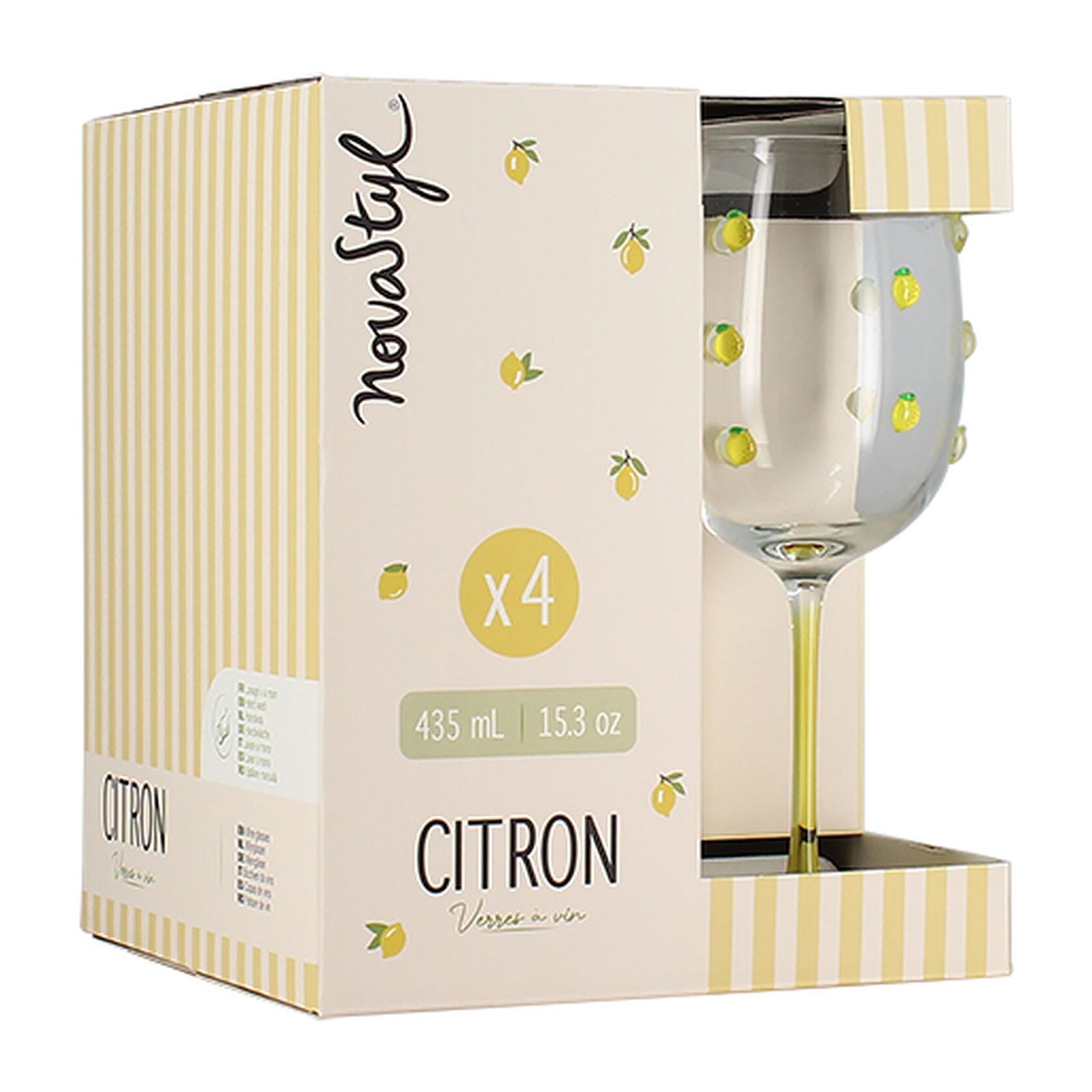 Lot de 4 verres à pied 43,5cl à motif citron CITRON
