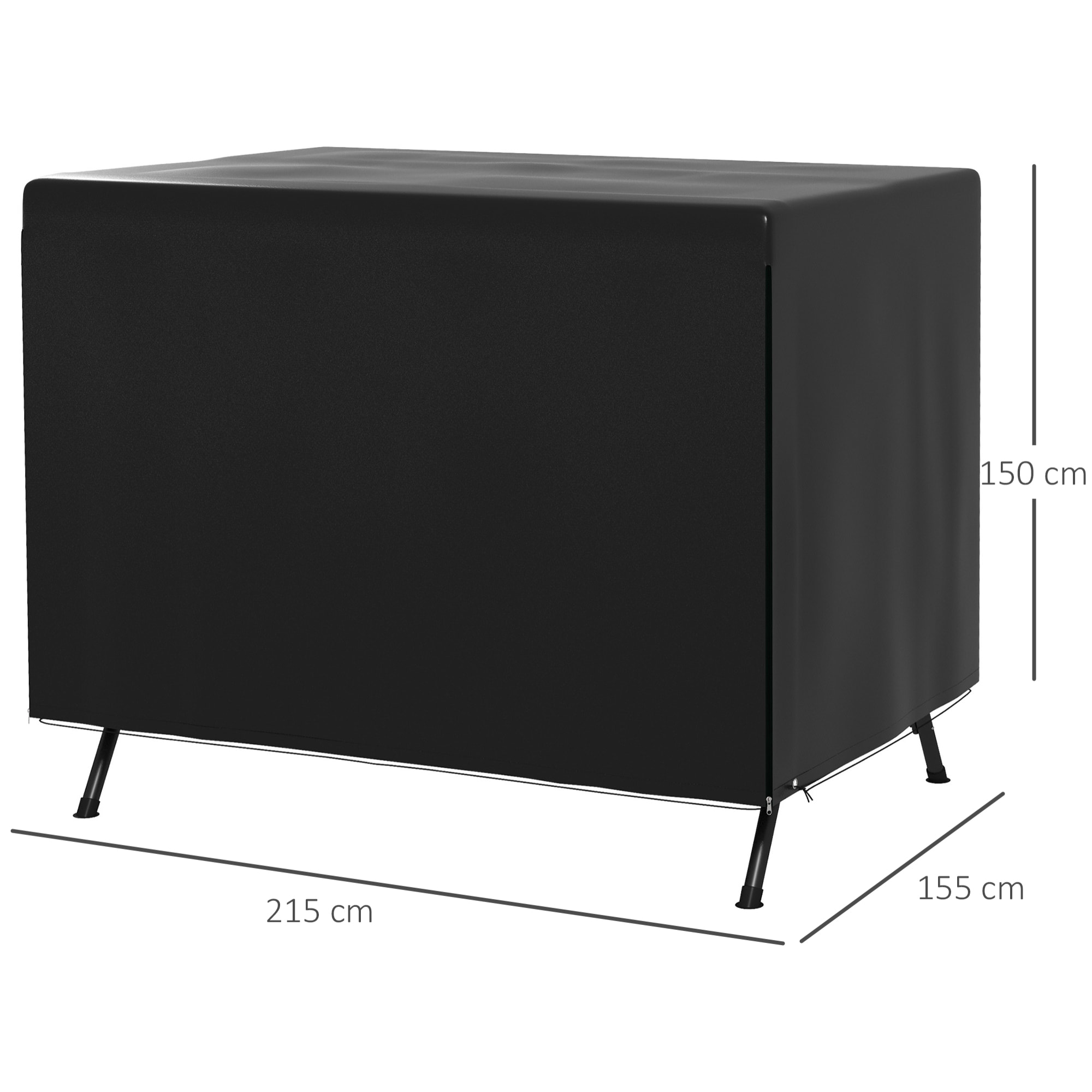 Funda Balancín Jardín, Funda Columpio Jardín Exterior, Cubierta de Columpio con Cremallera, Impermeable, 215x155x150 cm, Negro