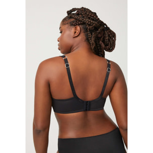 Reggiseno imbottito nero senza ferretto, coppe D ed E