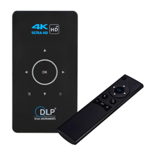 DAM Mini video proyector LED portátil C6, DLP. Batería recargable, 30 a 120 pulgadas. Duplicación de pantalla. 854x480px. Memoria 32GB. 14,5x8x1,8 Cm. Color: Negro