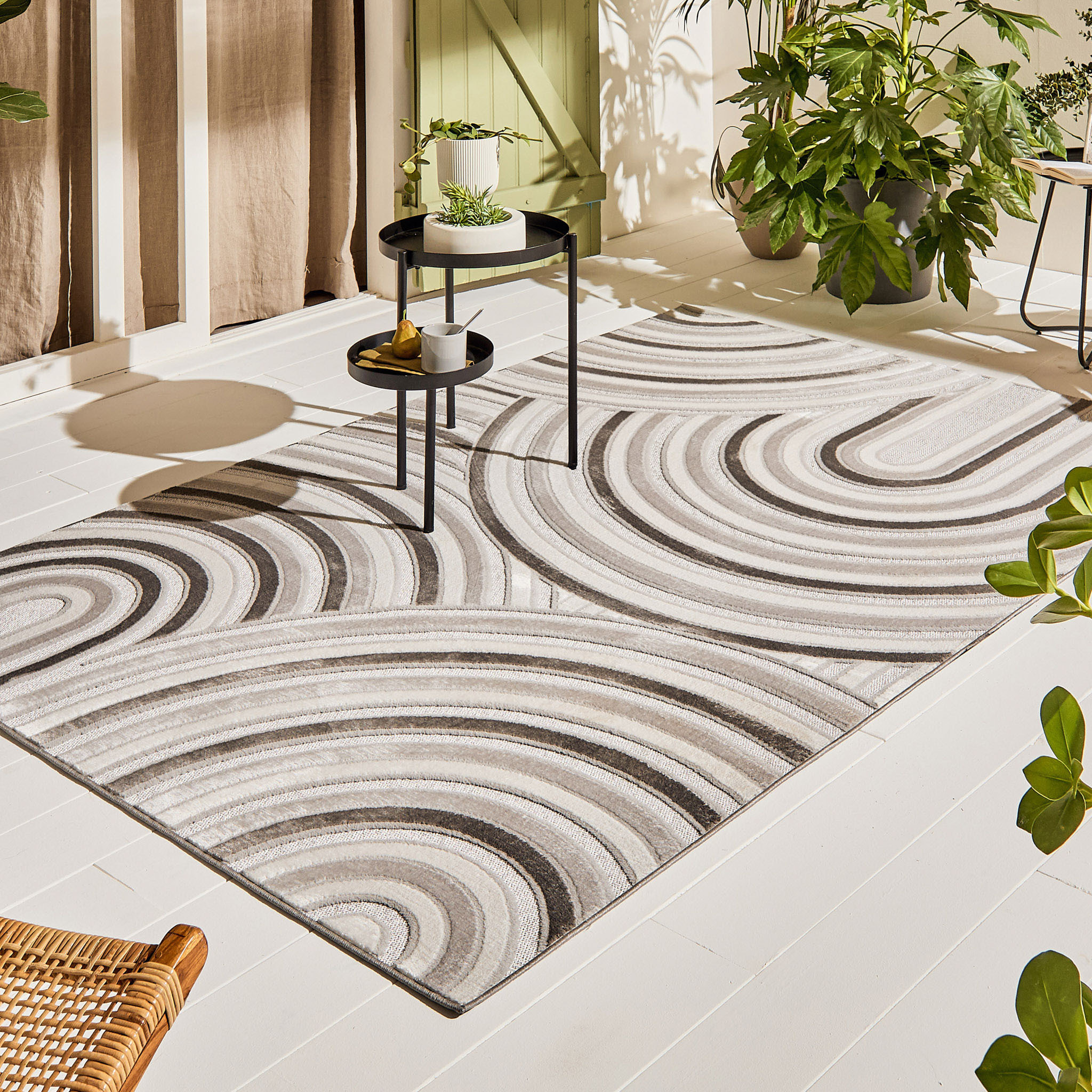 Tapis Loopin 312 gris - Motif en relief - Indoor & Outdoor