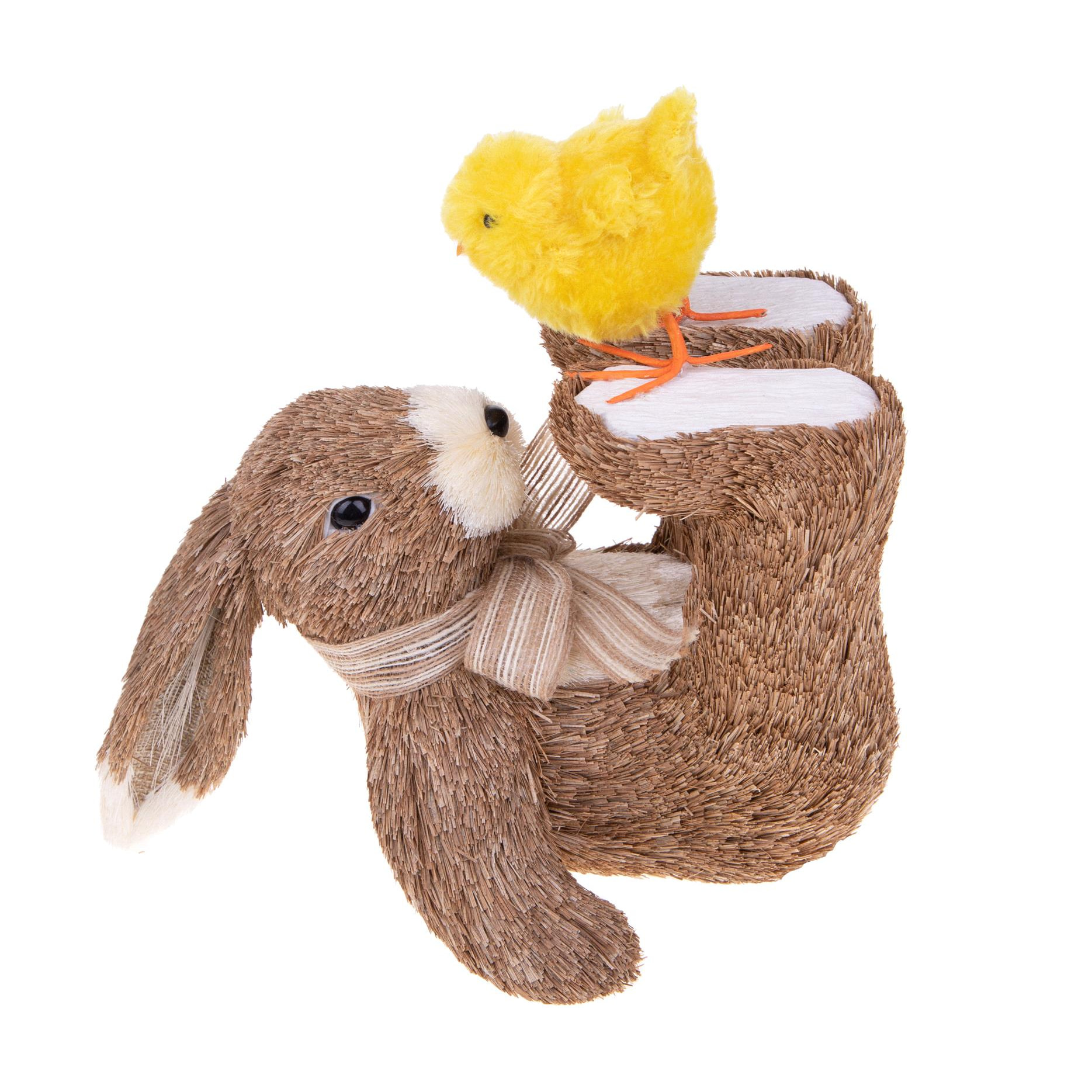 Coniglio Con Pulcino 25Xh.25 Cm - Pezzi 1 - 25X25X19cm - Colore: Marrone - Bianchi Dino - Articoli Primaverili E Pasquali