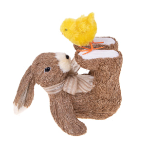 Coniglio Con Pulcino 25Xh.25 Cm - Pezzi 1 - 25X25X19cm - Colore: Marrone - Bianchi Dino - Articoli Primaverili E Pasquali