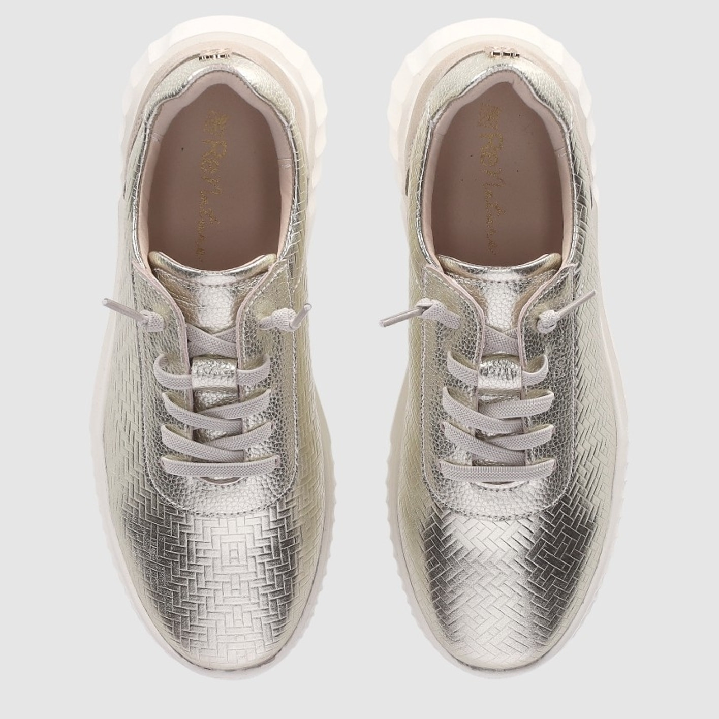 Zapatos de Piel - Platino - Tacón: Bajo