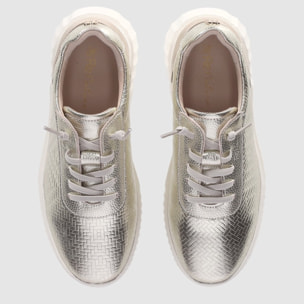 Zapatos de Piel - Platino - Tacón: Bajo