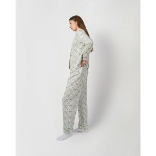 Pijama largo camisero algodón melodi verde