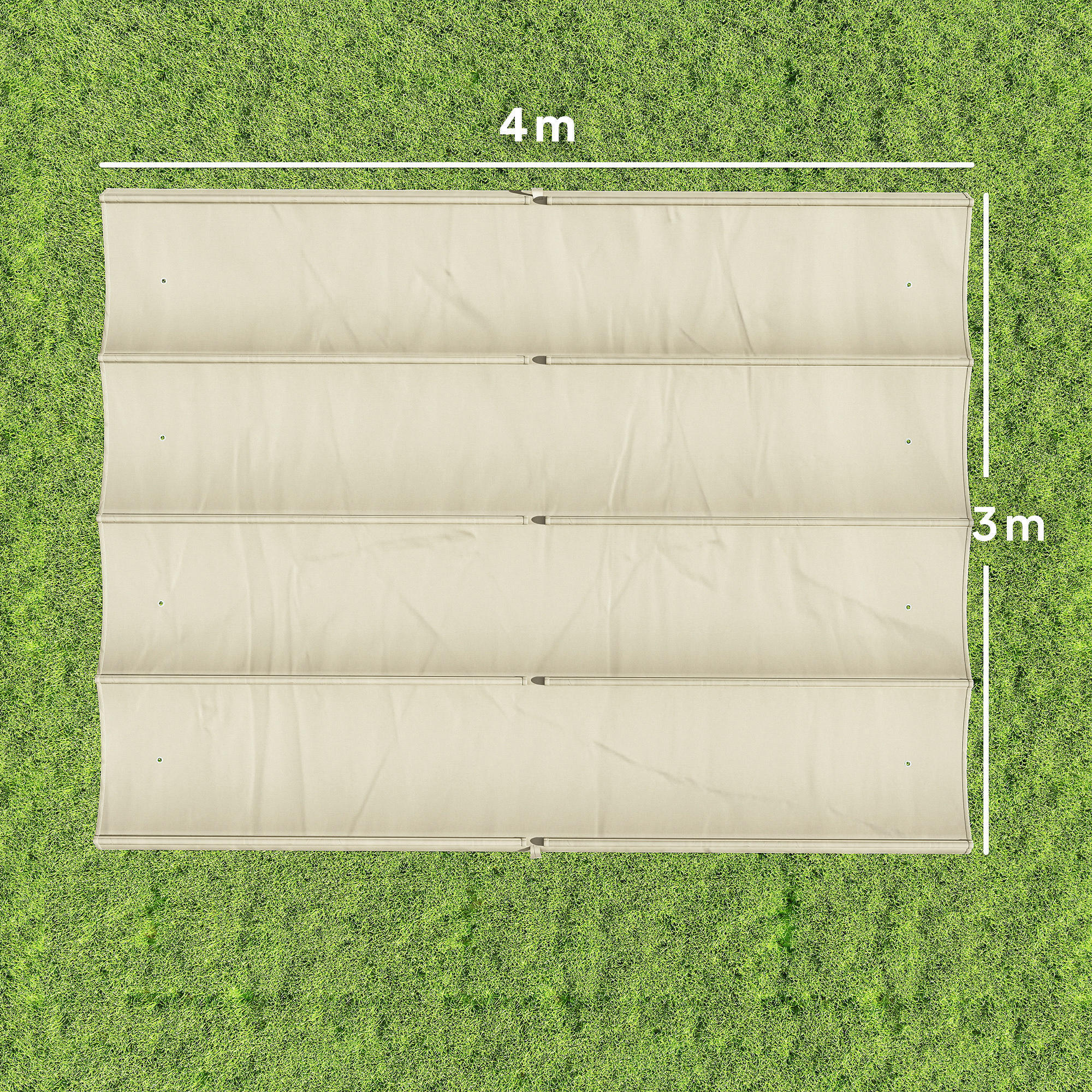 Techo de Pérgola 4 x 3,5 m, Techo de Repuesto Retráctil para Marco de Pérgola de 4x3 m, UV30+, Toldo de Tela Solo para Cenador Jardín con 8 Orificios de Drenaje, Blanco Crema