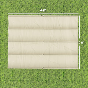 Techo de Pérgola 4 x 3,5 m, Techo de Repuesto Retráctil para Marco de Pérgola de 4x3 m, UV30+, Toldo de Tela Solo para Cenador Jardín con 8 Orificios de Drenaje, Blanco Crema