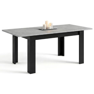 Mesa de comedor extensible en negro mate y gris cemento 140-190x90 cm Sira Negro Mate - Gris Cemento